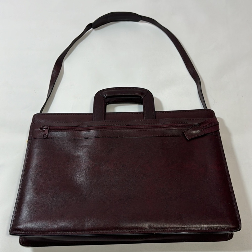 Protocol Portfolio Briefcase Red Split Leather Do… - image 4